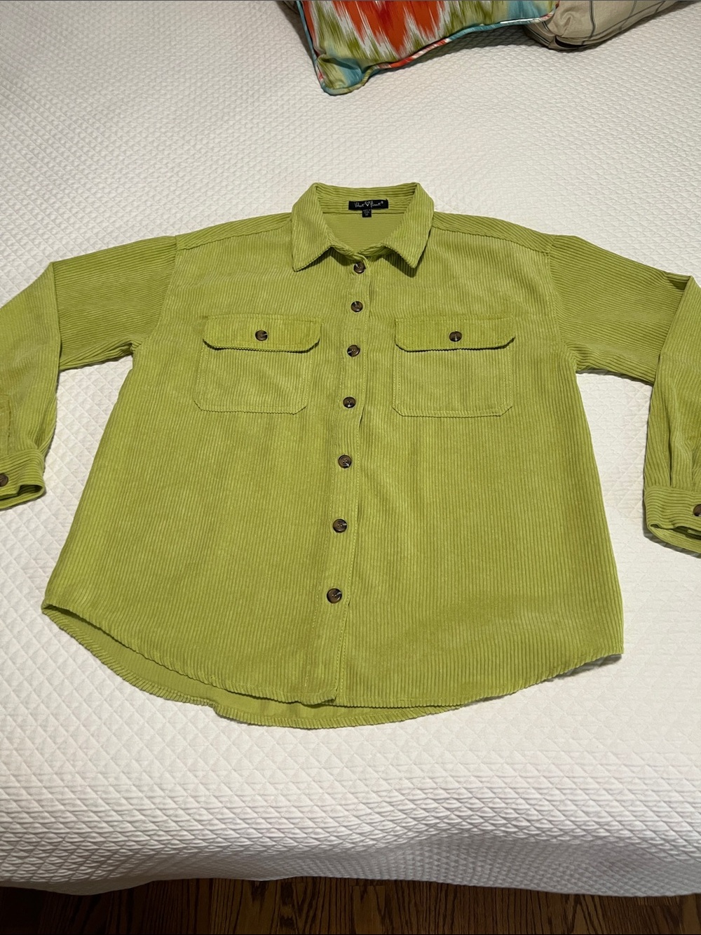 Velvet Heart Lime Green Corduroy Button-Down Shirt